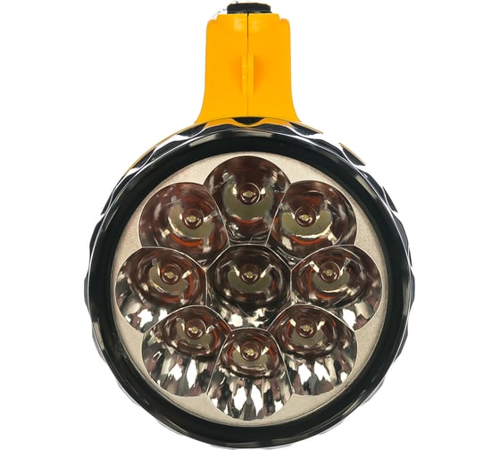 Аккумуляторный фонарь Ultraflash LED3819CSM 220В желтый, 9 LED + 12 SMD LED, 2 режима, SLA, коробка 12860