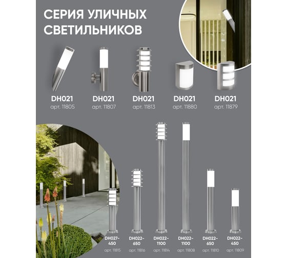 Садово-парковый светильник FERON DH018 230V без лампы E27, 220х160х60 11880