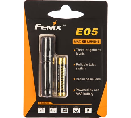 Светодиодный фонарь-брелок Fenix Cree XP-E2 R3 LED, черный, 85 лм, 1-ААА E05XP-E2R3