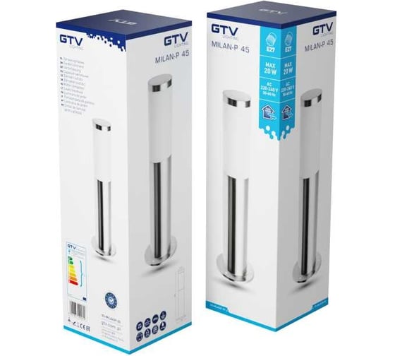 Садовый светильник GTV MILAN, E27, IP44, инокс, 450 мм OS-MILA45P-00
