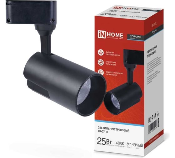 Трековый светодиодный светильник IN HOME TR-07-TL 25Вт 6500К 2500Лм IP40 24 градуса черный серии TOP-LINE 4690612040165