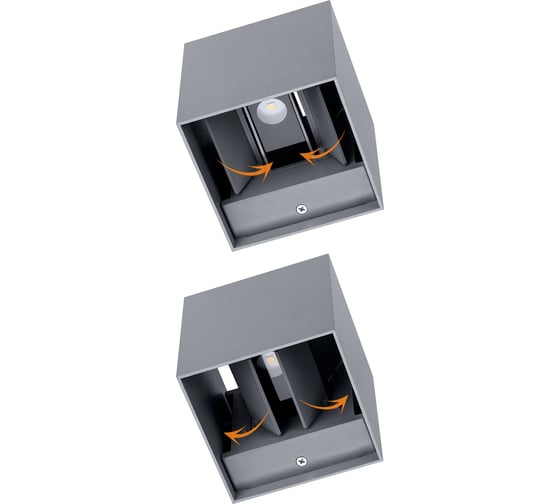 Настенный светильник TDM ELECTRIC led, кватро, 2x3 Вт, 4000 к, н100 мм, алюминий/серый, вверх/вниз, ip65, SQ0345-1086