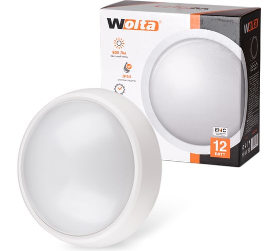 Светодиодный светильник Wolta 12 Bт, IP54, круг, 6500K LCL12-RC 1