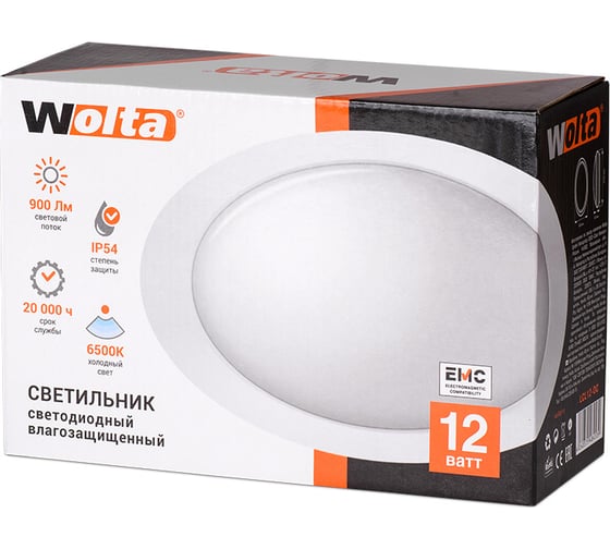 Светодиодный светильник Wolta 12 Bт, IP54, овал, 6500K LCL12-OC 1