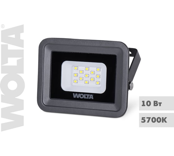 Светодиодный прожектор Wolta 5700K, 10 W SMD, IP 65,цвет серый, слим WFL-10W\/06 WFL-10W/06