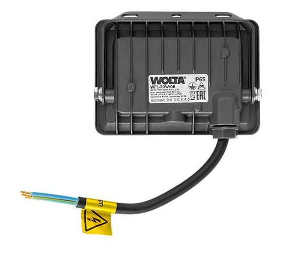 Светодиодный прожектор Wolta 5700K, холодный белый свет, 20Вт SMD, IP 65, IK08, WFL-20W/06