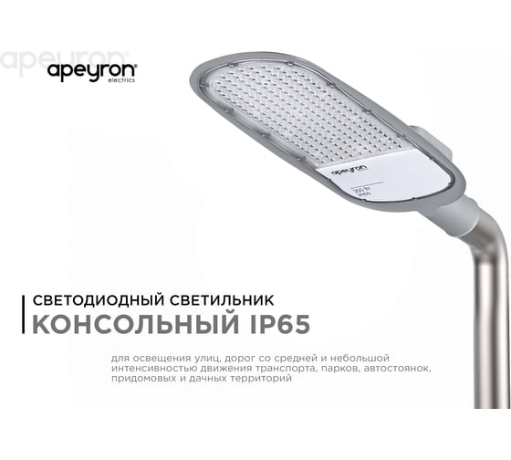 Консольный светодиодный светильник Apeyron 200Вт, 230/50Гц, 22000Лм, 5000К, ip65, КСС "Ш", ф60мм 29-06