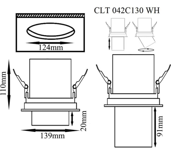 Встраиваемый светодиодный спот Crystal lux CLT 042C130 WH