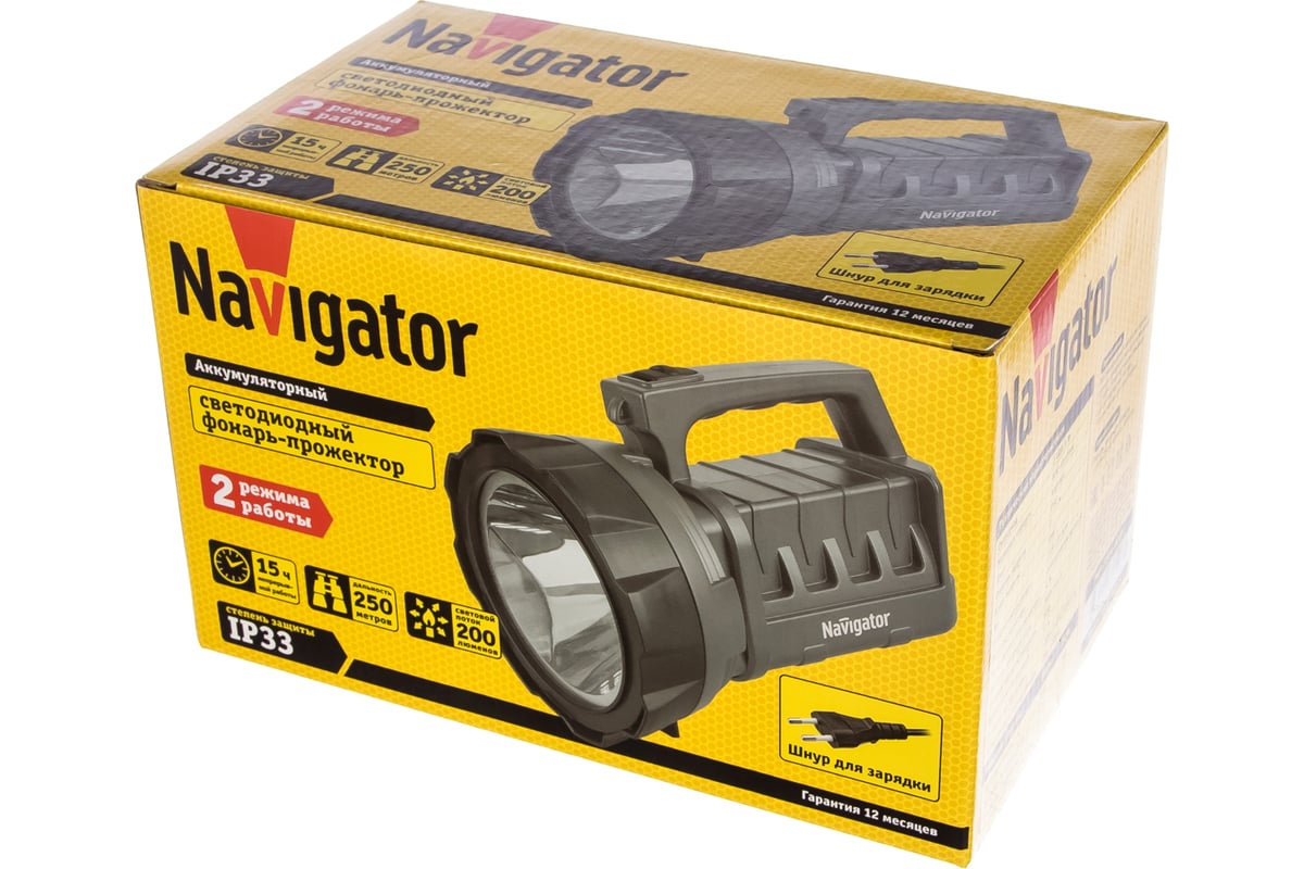 Фонарь навигатор. Фонарь Navigator 71 596 NPT-sp14-Accu. Фонарь Navigator NPT-sp14. Фонарь Navigator 71 596 NPT-sp14-Accu прожект. 3вт led, 200лм, АКБ 3ач.. Фонарь Navigator NPT-sp14-Accu.