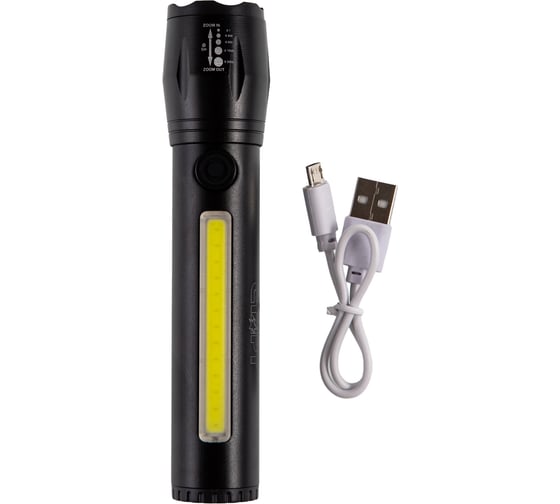 Аккумуляторный фонарь СТАРТ с зарядкой от сети lhe 518 led черный в комплекте с usb-кабелем белого цвета 18091
