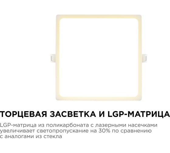 Светодиодная панель Apeyron встраиваемая квадратная 220В, 20Вт, алюминиевый корпус, изолированный драйвер ТБ 06-31
