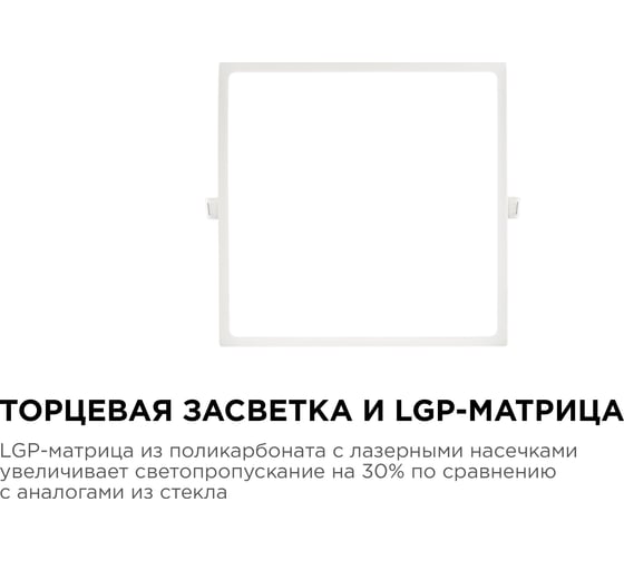 Светодиодная панель Apeyron встраиваемая квадратная 220В, 24Вт, алюминиевый корпус, изолированный драйвер ДН 06-34