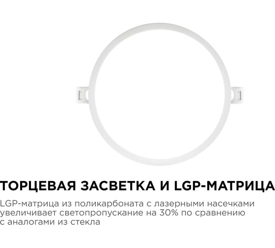 Светодиодная панель Apeyron встраиваемая круглая, 220В, 15Вт, алюминиевый корпус, изолированный драйвер ДН 06-20