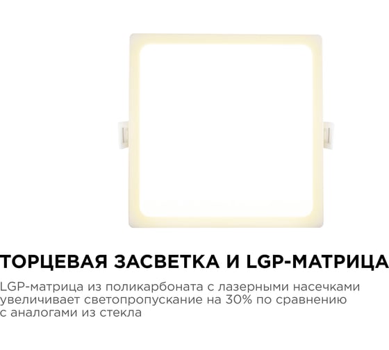 Светодиодная панель Apeyron встраиваемая квадратная 220В, 12Вт, алюминиевый корпус, изолированный драйвер ТБ 06-27