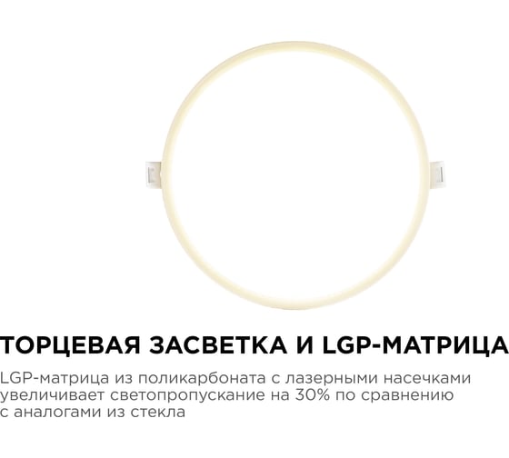 Светодиодная панель Apeyron встраиваемая круглая 220В, 18Вт, алюминиевый корпус, изолированный драйвер ТБ 06-21