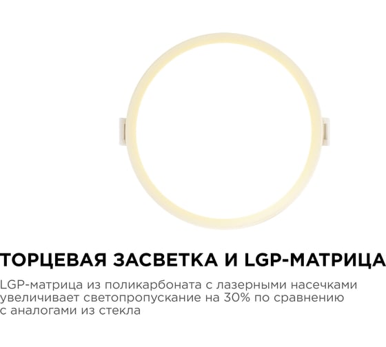 Светодиодная панель Apeyron встраиваемая круглая 220В, 10Вт, алюминиевый корпус, изолированный драйвер ТБ 06-17