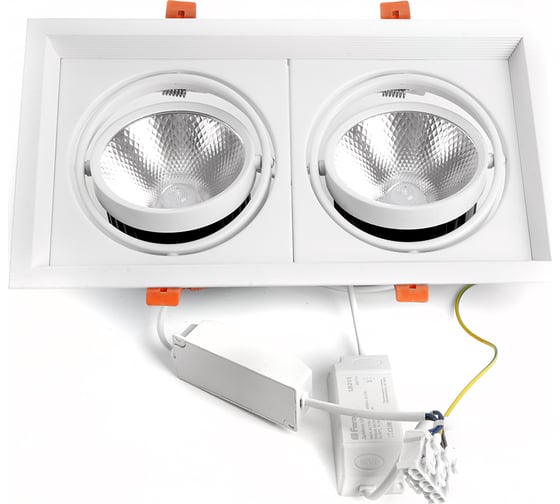 Карданный светодиодный светильник FERON 2x20W 3600 Lm, 4000К, 35 градусов, белый, AL202 29777