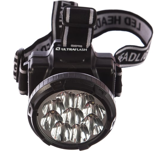 Налобный фонарь Ultraflash LED 5363 (аккум 220В, черный, 9LED, 2 реж, пласт, бокс) 11257