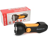 Фонарь Ultraflash LED3816 (аккум 220В, черный/желтый, 9 LED, SLA, пласт, склад. вилка коробка) 10794