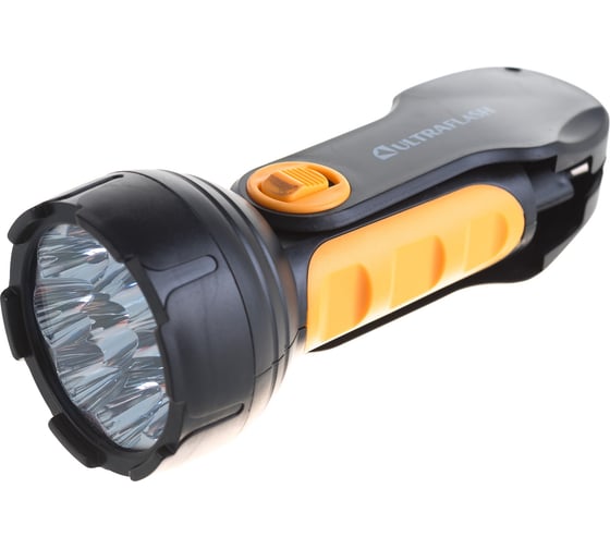 Фонарь Ultraflash LED3816 (аккум 220В, черный/желтый, 9 LED, SLA, пласт, склад. вилка коробка) 10794