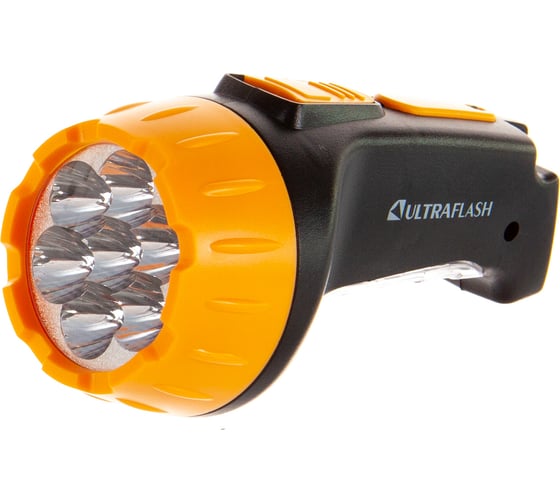 Фонарь Ultraflash LED3818 (аккум 220В, черн /желт, 7+8 LED, 2 режима, SLA, пластик, коробка) 10973