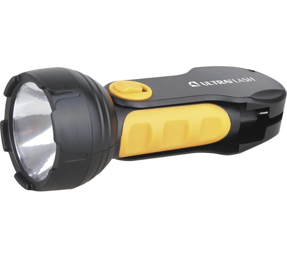 Фонарь Ultraflash LED3828 (аккум 220В, черный/желтый, 1LED 0,5Вт, SLA, пласт, склад. вил коробка) 10922