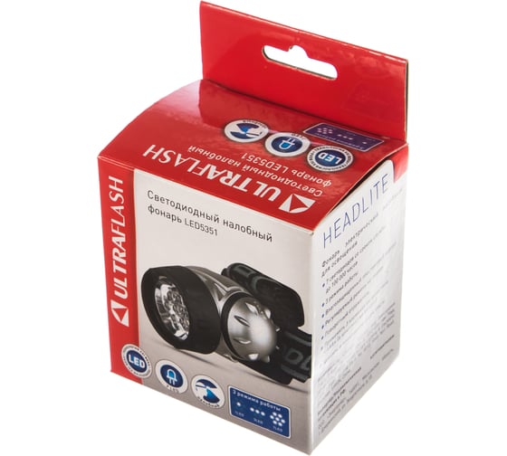 Налобный фонарь Ultraflash LED 5351 (металлик, 7LED, 3 реж, 3XR03, пласт, коробка) 10260