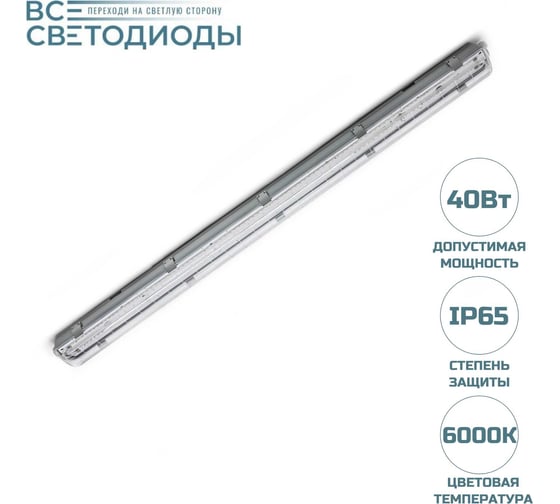 Линейный светодиодный светильник ВСЕСВЕТОДИОДЫ Айсберг vs101m 40Вт, 6000k, прозрачный, 5000Лм, ip65 vs101m-40-tr-6k