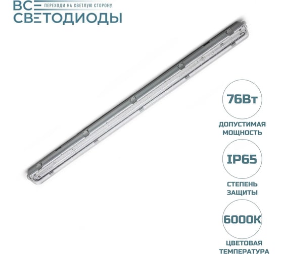 Светодиодный светильник ВСЕСВЕТОДИОДЫ Айсберг 76Вт, 9500Лм, ip65, 6000-6500к, прозрачный vs103m-76-tr-6k