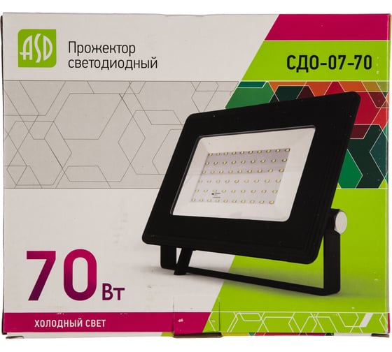 Светодиодный прожектор ASD СДО-07-70 черный IP65 4690612018607