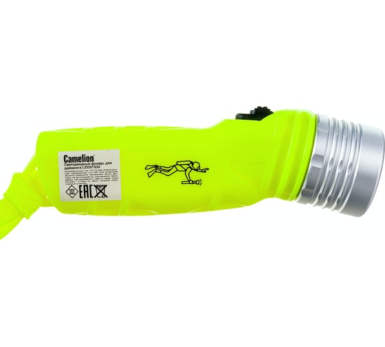 Фонарь Camelion LED51534, желтый, LED 3W SEOUL глуб 30м, 4xLR6, дайв, пласт+алюм., блистер 13360