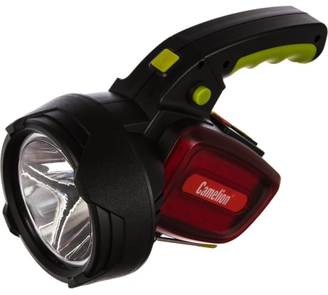 Аккумуляторный фонарь Camelion LED56334 карбон, 3W CREE+12LED+12redLED, 5В 4А-ч, пластик, коробка 13358