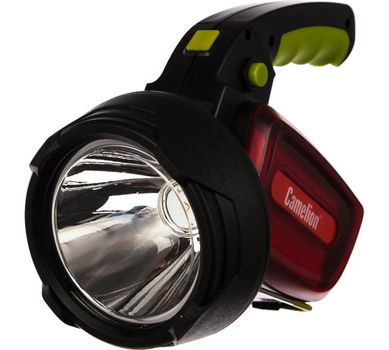 Аккумуляторный фонарь Camelion LED56334 карбон, 3W CREE+12LED+12redLED, 5В 4А-ч, пластик, коробка 13358