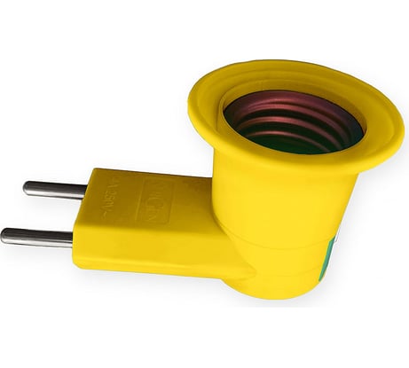 Адаптер вилка-патрон ОПТИКОМ ЭЛЕКТРИК с выключателем 220В желтый 3352.1427