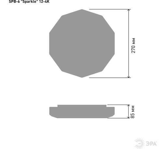 Потолочный светодиодный светильник ЭРА Классик без ДУ SPB-6 Sparkle 12-4K 12Вт 4000К 980Лм Б0029205