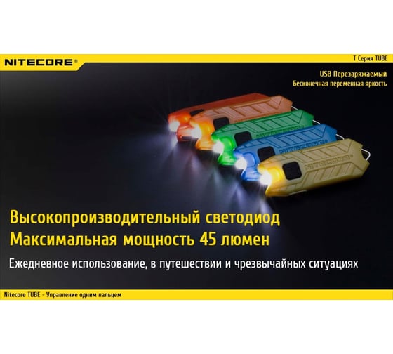 Наключный фонарь Nitecore TUBE TRANSPARENT З/У USB 19455