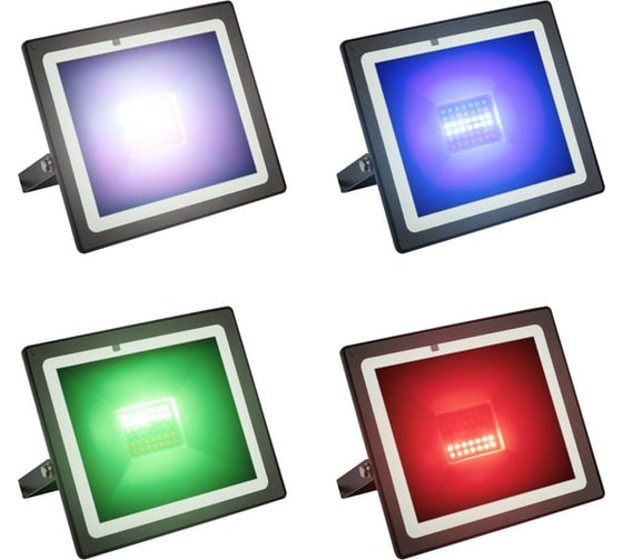 Светодиодный прожектор REXANT свечения мультиколор (RGB) 30 Вт с пультом дистанционного управления + опора на грунте 605-012promo