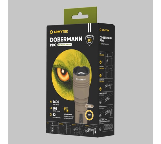 Фонарь Armytek Dobermann Pro Magnet USB Olive теплый F07501WO