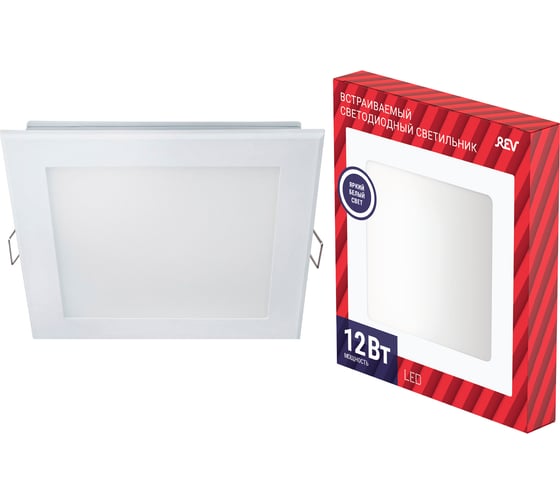 Светодиодная встраиваемая панель REV SuperSlim Quadro 12W, 4000К, квадрат, 28981 4
