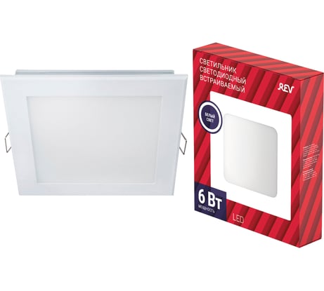 Встраиваемый, светодиодный светильник REV SUPERSLIM QUADRO, 120х120х10мм, 6Вт, 4000К, 510Лм, IP20, 28980 7