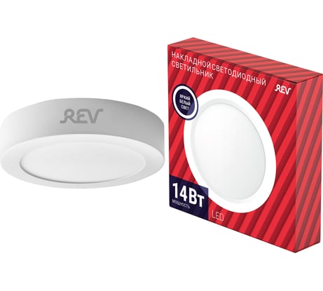 Светильник REV накладной, светодиодный, ROUND, 159х159х28мм, 14Вт, 4000К, 1190Лм, IP20, 28904 3