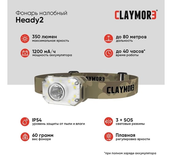 Налобный фонарь CLAYMORE Heady2 Tan CLC-420TN