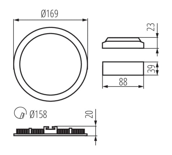 Светодиодный светильник KANLUX 12 вт rounda v2led12w-nw-w 28931