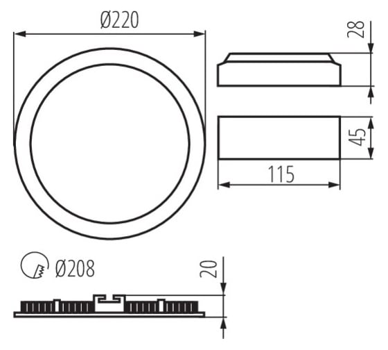 Светодиодный светильник KANLUX 18 ватт rounda v2led18w-nw-w 28934