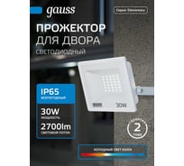 Светодиодный прожектор Gauss Elementary 30W 2700lm IP65 6500К белый 613120330