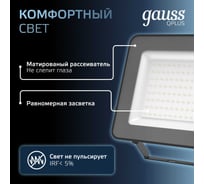 Светодиодный прожектор Gauss Qplus 100W 12000lm 6500K IP65 черный 613511100