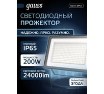 Светодиодный прожектор Gauss Qplus 200W 24000lm 6500K IP65 черный 613100200