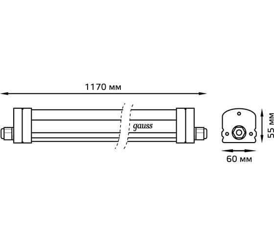 Линейный светильник Gauss 185-265V 36W 3600lm 4000K 185-265V IP65 1170х60х55 LED 843425236