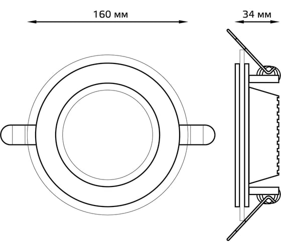 Встраиваемый светильник Gauss Glass 12W 900lm 3000K 185-265V IP20 круг, 947111112