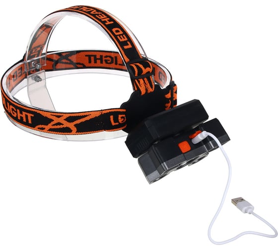 Налобный фонарь Ермак 6 + 3 LED, 4 режима, 87x50x58мм, 1200мАч, USB кабель, пластик 221-077